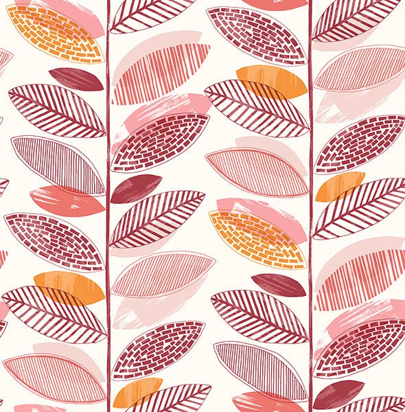 Nyssa Coral Leaves Wallpaper