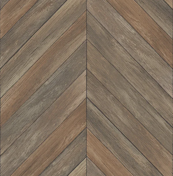 Parisian Chestnut Chevron Wood Wallpaper