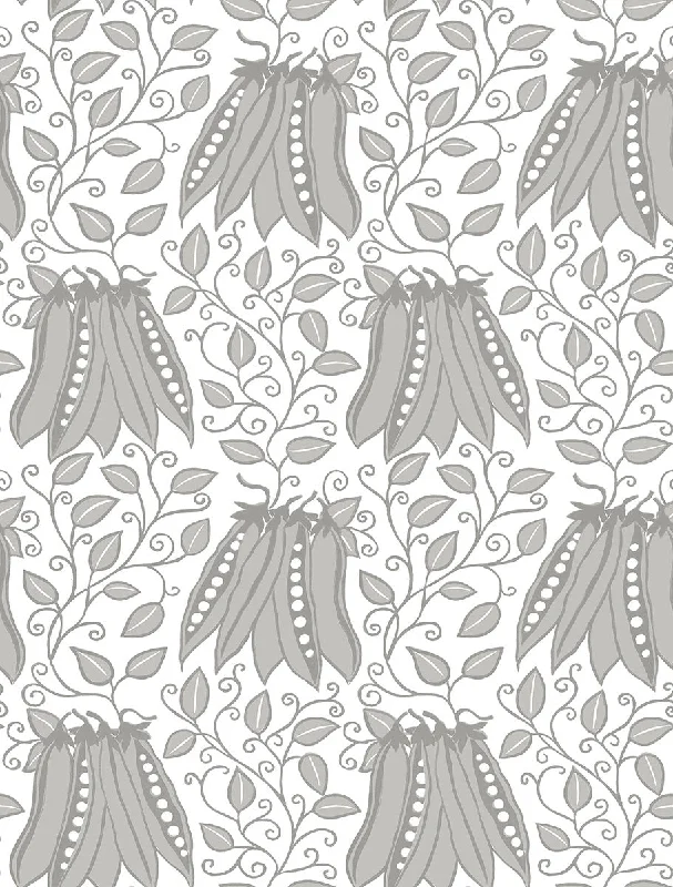 Peas in a Pod Light Grey Garden Wallpaper