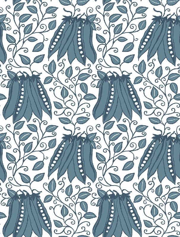 Peas in a Pod Teal Garden Wallpaper