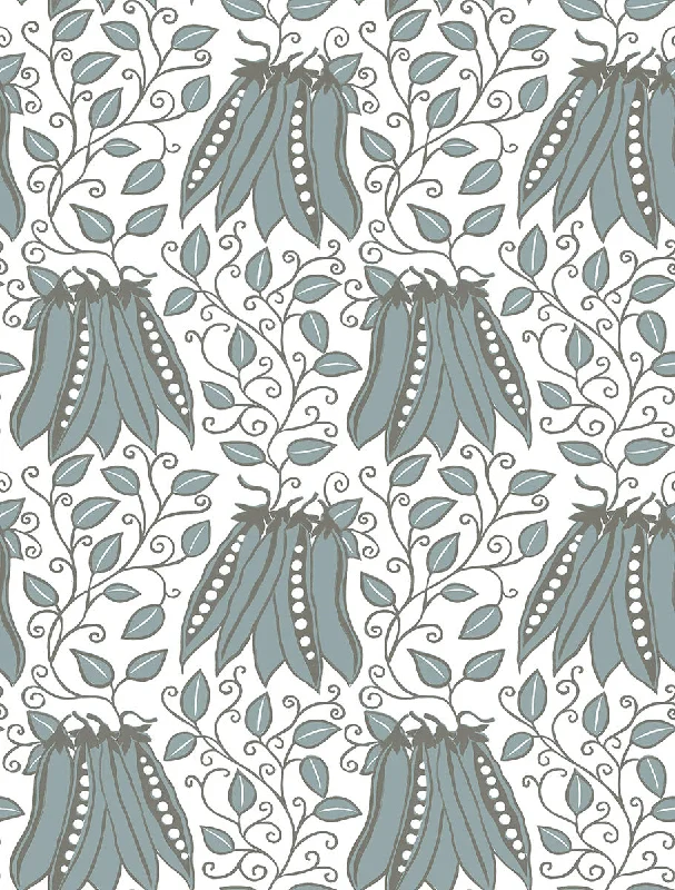 Peas in a Pod Turquoise Garden Wallpaper