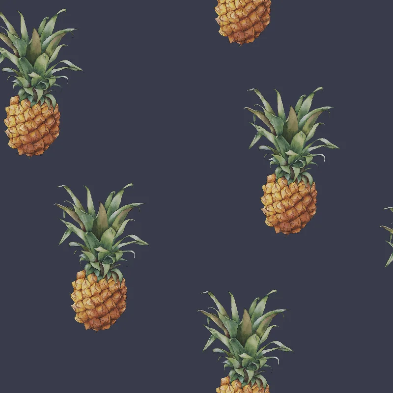 Pineapples Navy Wallpaper from the Just Kitchens Collection