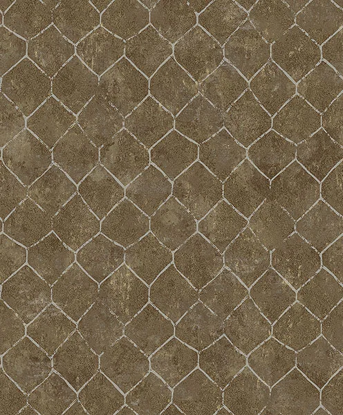 Rauta Brass Hexagon Tile Wallpaper from Lumina Collection