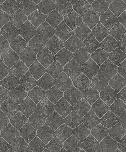 Rauta Pewter Hexagon Tile Wallpaper from Lumina Collection