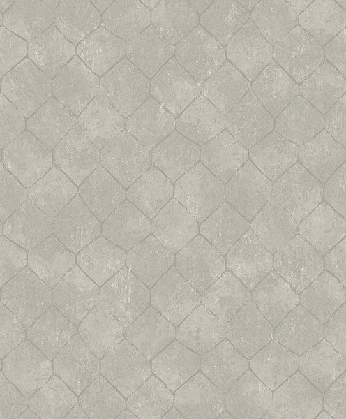 Rauta Silver Hexagon Tile Wallpaper from Lumina Collection by Brewster