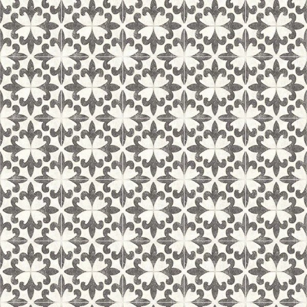 Remy Black Fleur Tile Wallpaper from the Delphine Collection