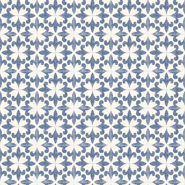 Remy Blue Fleur Tile Wallpaper from the Delphine Collection