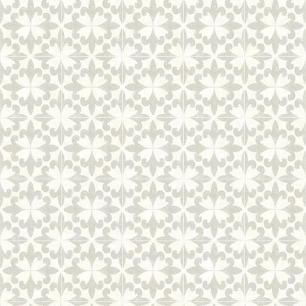 Remy Light Grey Fleur Tile Wallpaper from the Delphine Collection