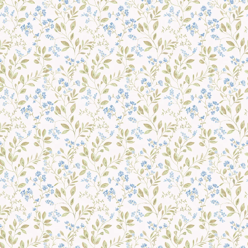 Spring Leaf Trail Blue/Green Wallpaper from the Just Kitchens Collection