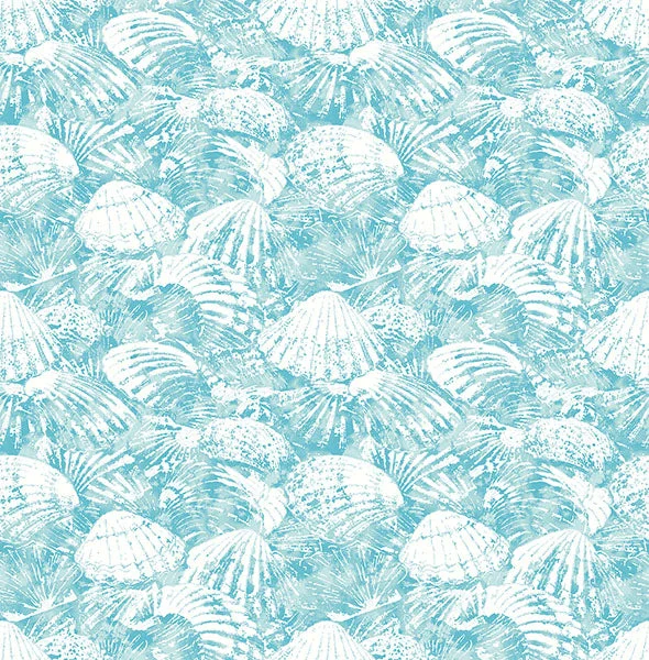 Surfside Aqua Shells Wallpaper