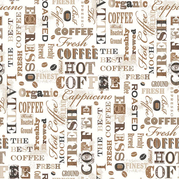 Tea & Coffee Labels Beige/Brown Wallpaper from the Kitchen Recipes Collection