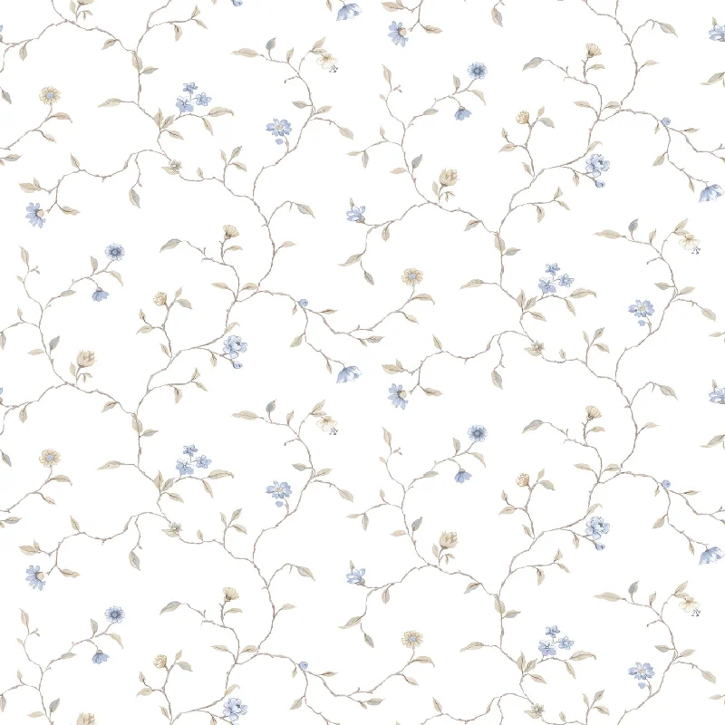 Trailing Flowers Beige/Blue Wallpaper from the Kitchen Recipes Collection