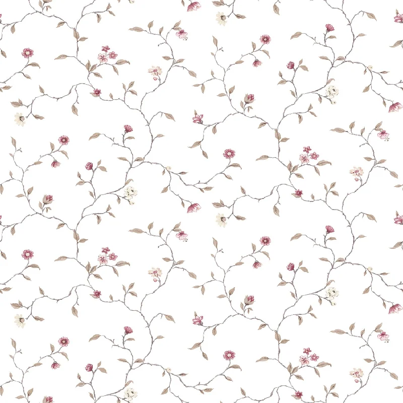 Trailing Flowers Pink/Red Wallpaper from the Kitchen Recipes Collection