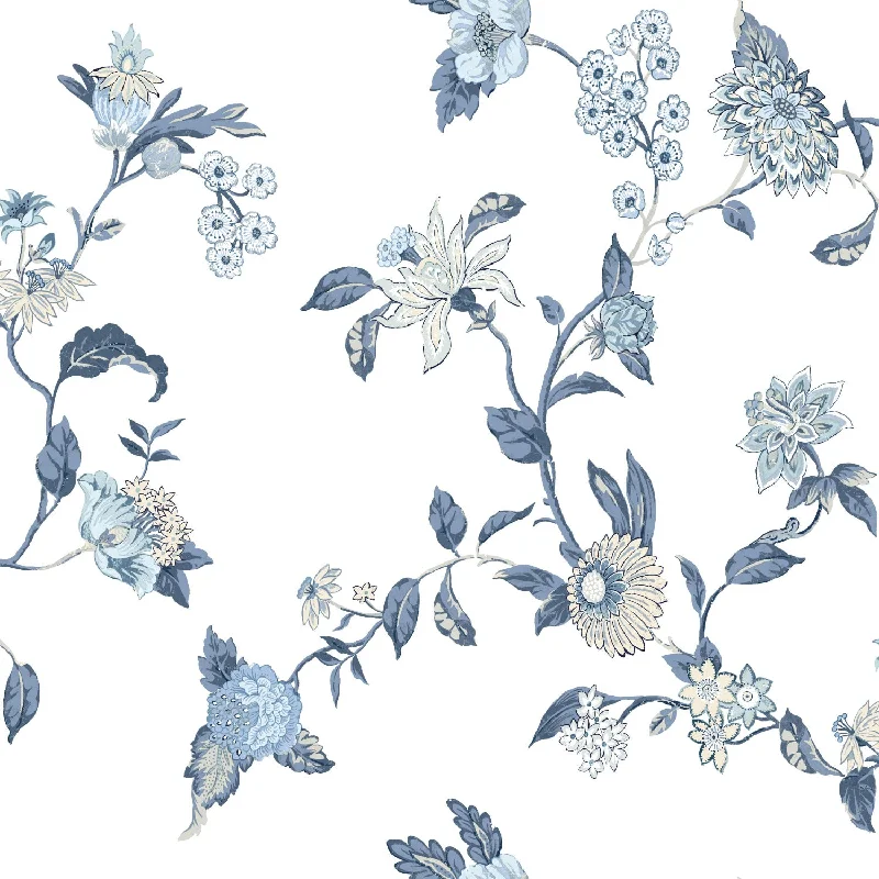 Waverly Graceful Garden Trail Peel & Stick Wallpaper in Blue