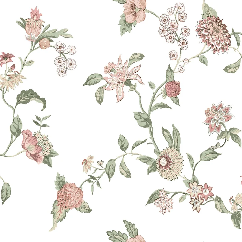 Waverly Graceful Garden Trail Peel & Stick Wallpaper in Pink