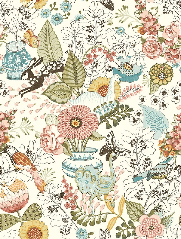 Whimsy Pink Fauna Wallpaper