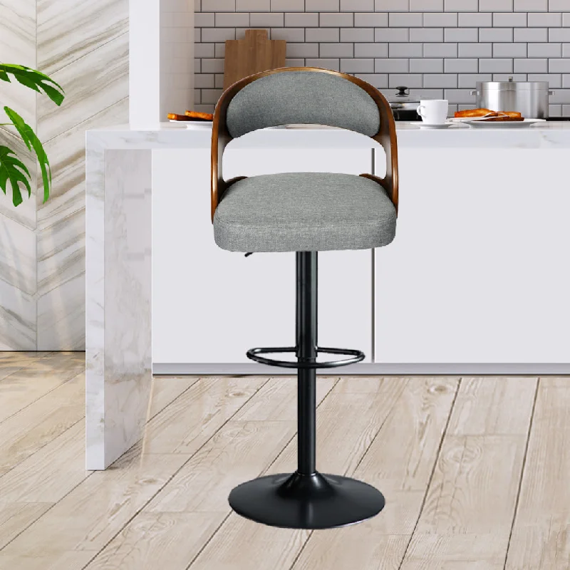 110.5cm Lille Bar Stools Kitchen Gas Lift Wooden Beech Stool Chair Swivel Barstools - Grey