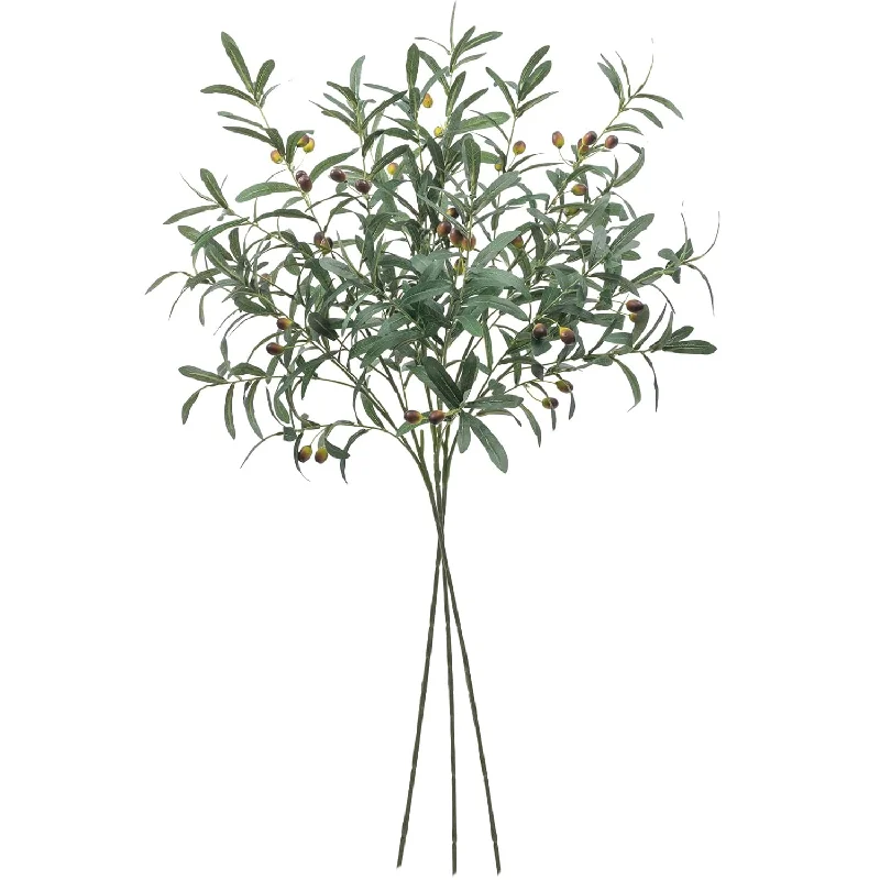 3 Pcs Large Artificial Olive Branches For Vases Fake Olive Leaf Stems With Oli