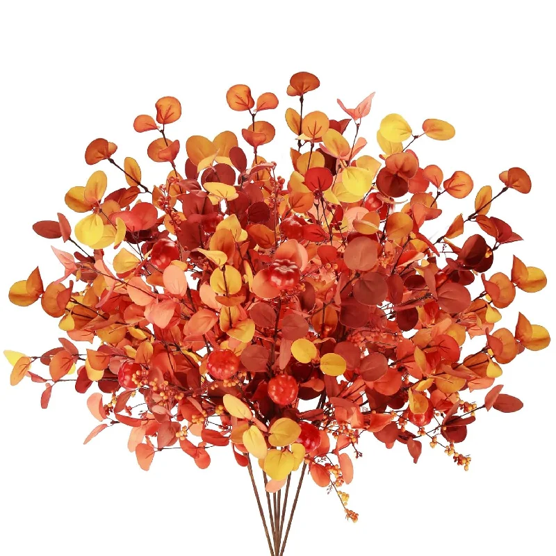 6 Pcs Fall Stems For Vases, Artificial Pumpkin Berry Stems For Autumn Indoor O