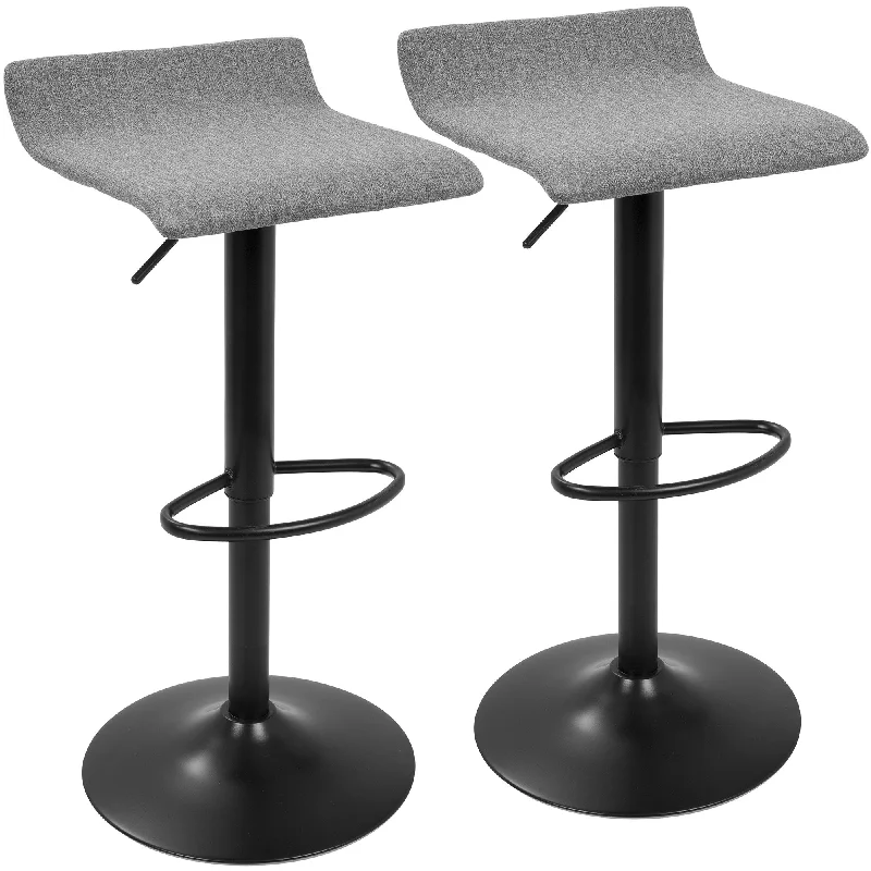 Ale XL Contemporary Adjustable Barstool in Black with Polyester Fabric by LumiSource - Set of 2