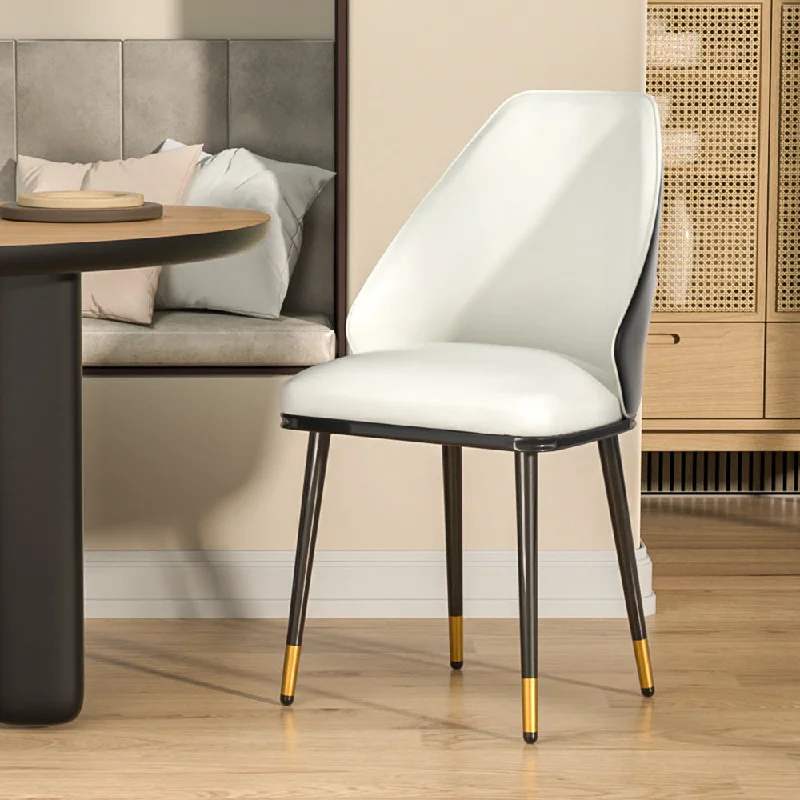 Lottie Set of 2 Dining Chairs Leather Seat - White