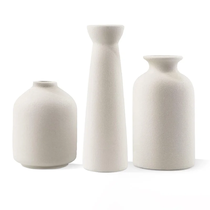 Ceramic Vase,Small Vases For Decor,Set 3 Modern Boho Vases For Flower Pampas,F