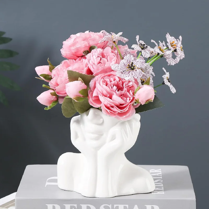 Face Vase Vases For Flowers White Ceramic Lady Half Body Modern Home Decor Des