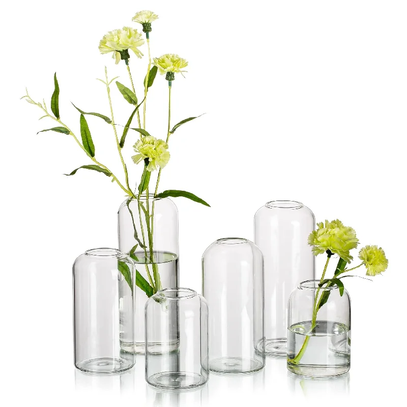 Glass Bud Vases For Flowers - Blown Modern Small Glass Vases For Centerpieces