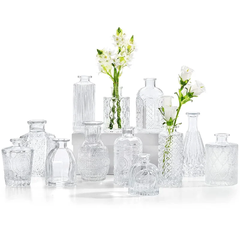 Glass Bud Vases Set Of 12, Small Vases For Centerpieces, Vase For Flowers In B