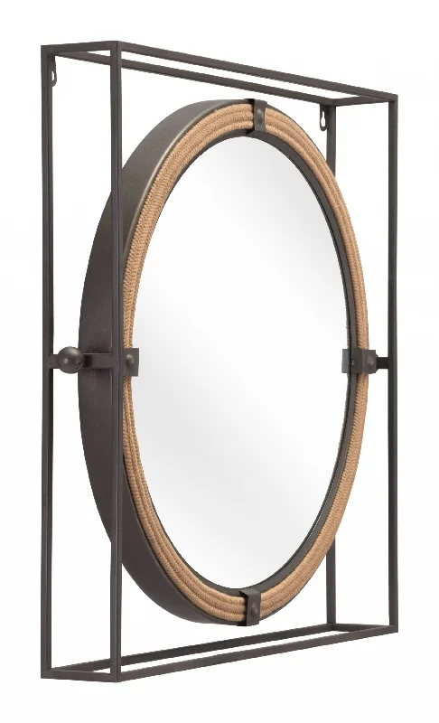 22" Gray Square Steel Framed Accent Mirror