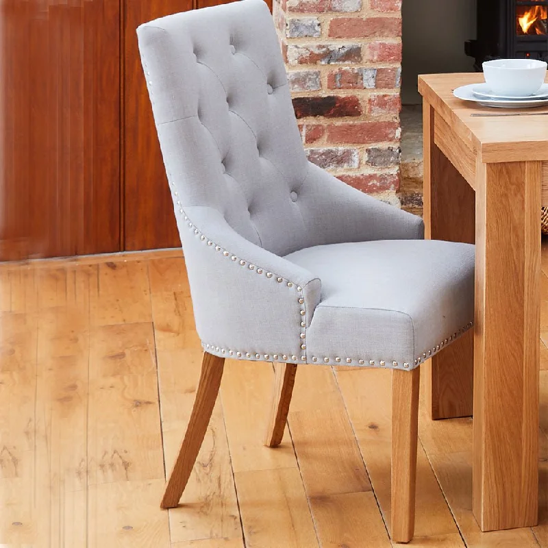 Grey Oak Accent Upholstered Dining Chair (Pair)