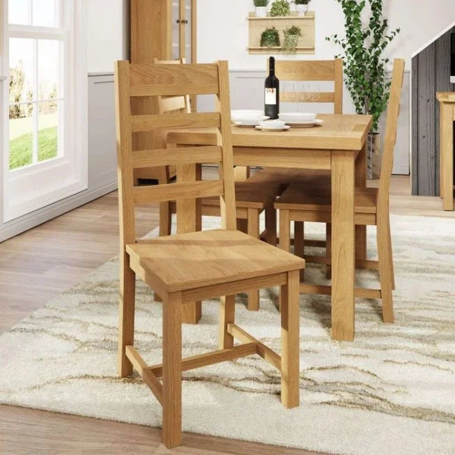 Kirdford Oak Ladder Back Chair - Wooden Seat