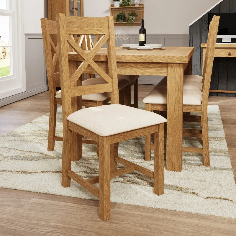 Kirdford Oak Upholstered Cross Back Chair