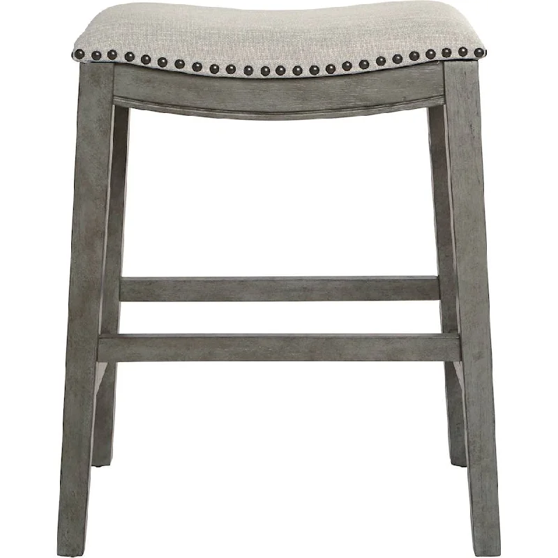 OSP Designs - Contemporary Wood Saddle Stool (Set of 2) - Gray