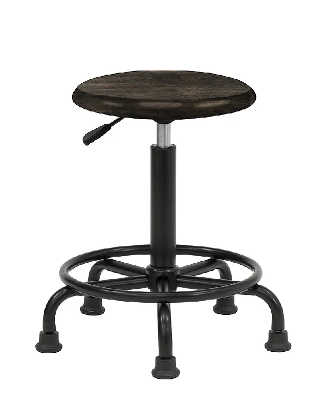 Studio Designs Retro Wood and Metal Stool Distressed Black