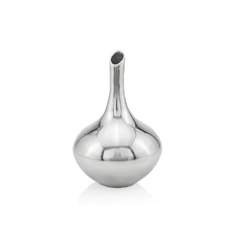 13" Aluminum Silver Bud Table Vase