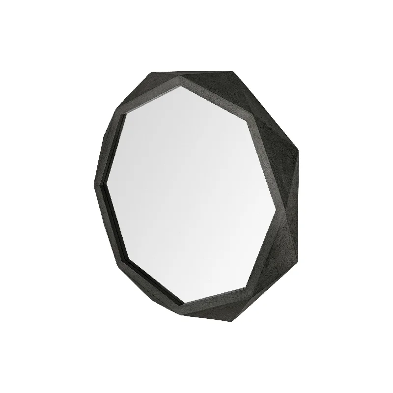 32" Octagon Black Wood Frame Wall Mirror