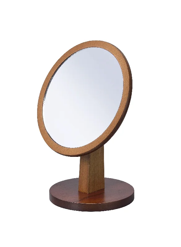 10" Brown Round Framed Makeup Shaving Tabletop Mirror