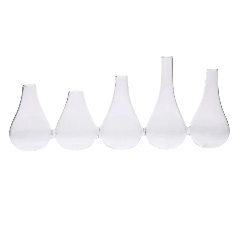 Quintuplet Set Of Five Joined Glass Vases