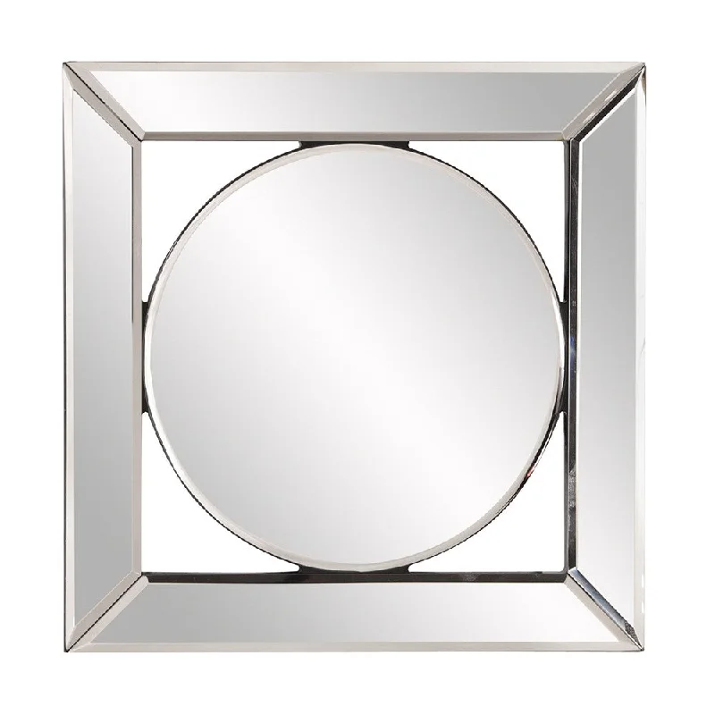 12" Round in Square Glass Framed Accent Mirror