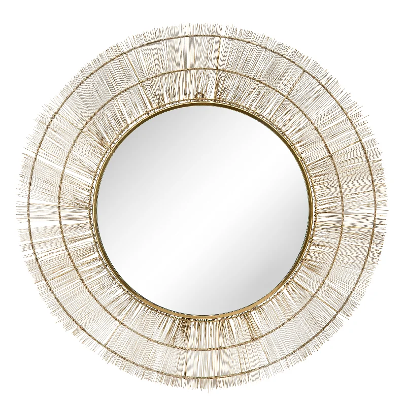 Sagebrook Home 40`` Round Wire Wall Art W/ Mirror, Gold Wb