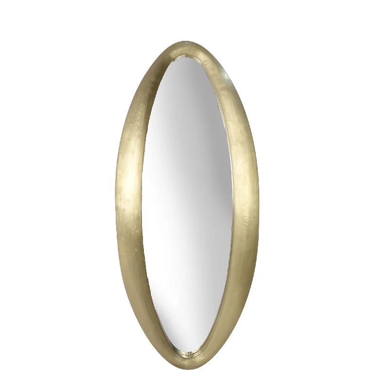 Sagebrook Home 14200 64" Wood/Brass Clad, Oval Wall Mirror, Gold