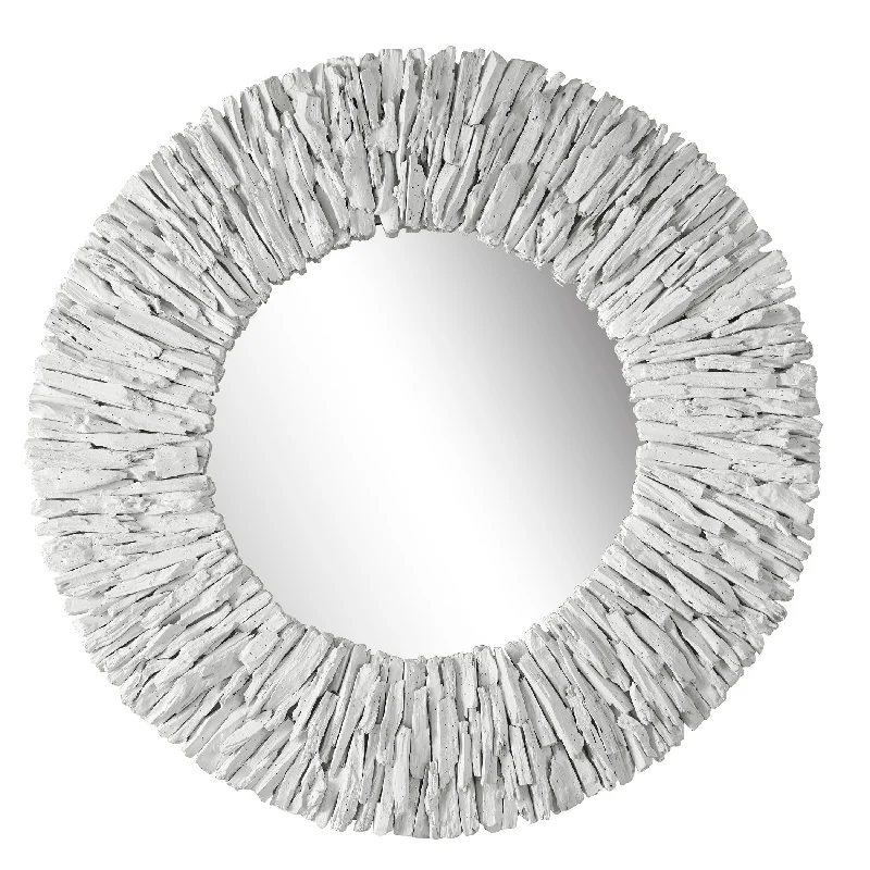 Uttermost 09808 Teak Branch White Round Mirror